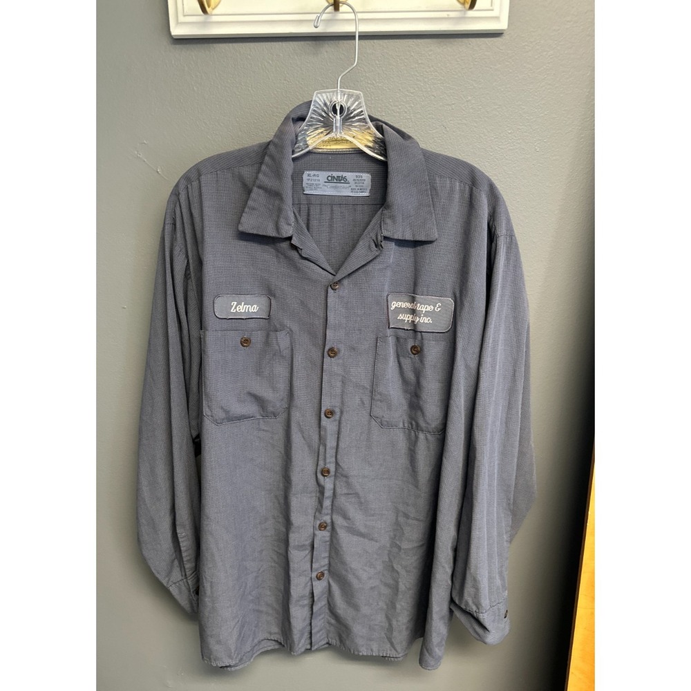 Vintage Cintas Mens‎ Size XL Auto Mechanic Work Shirt ZELMA Patch Long Sleeve